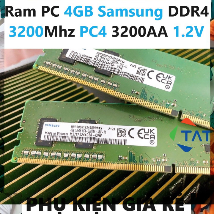LAPTOP COMPONENTS Ram 4GB DDR4 (Samsung) รถบัส 3200Mhz PC4 3200AA 1.2V สําหรับ PC Desktop - รับประกั