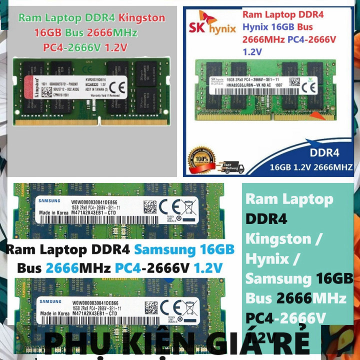 คอมพิวเตอร์แล็ปท็อป Ram 16GB DDR4 จาก Hynix / Samsung / Kington Bus 2666Mhz PC4 2666V 1.2V สําหรับคอ
