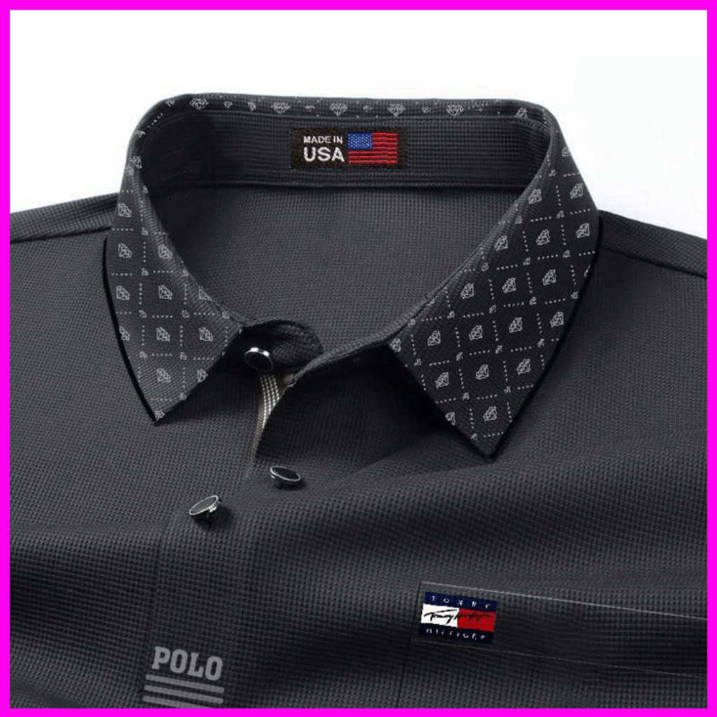 BIG เสื้อโปโลผู้ชาย TOMY คุณภาพสูงของแท้ - เสื้อโปโลผ้าเท่ๆ P3