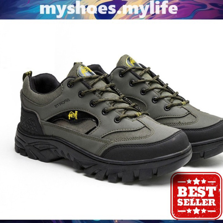 MY SHOES MY LIFE . รองเท้าผ้าใบปีนเขาสําหรับผู้ชายสีเทาเข้มสไตล์วัยรุ่นและไดนามิกรุ่นใหม่รองเท้าป้อง