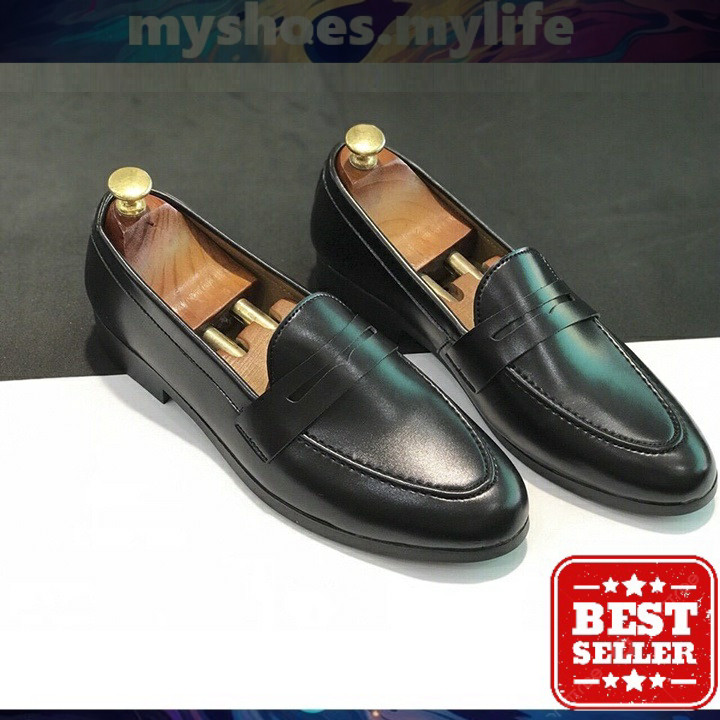 MY SHOES MY LIFE . รองเท้าโลฟเฟอร์สไตล์ตะวันตกสําหรับผู้ชายหนังคุณภาพสูงที่สวยงามพื้นรองเท้าเย็บทนทา