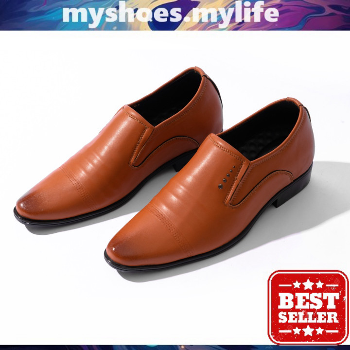 MY SHOES MY LIFE . รองเท้าสํานักงานผู้ชายทําจากหนังนุ่มคุณภาพสูงรองเท้าหนังพื้นรองเท้ายางกันลื่นน้ํา