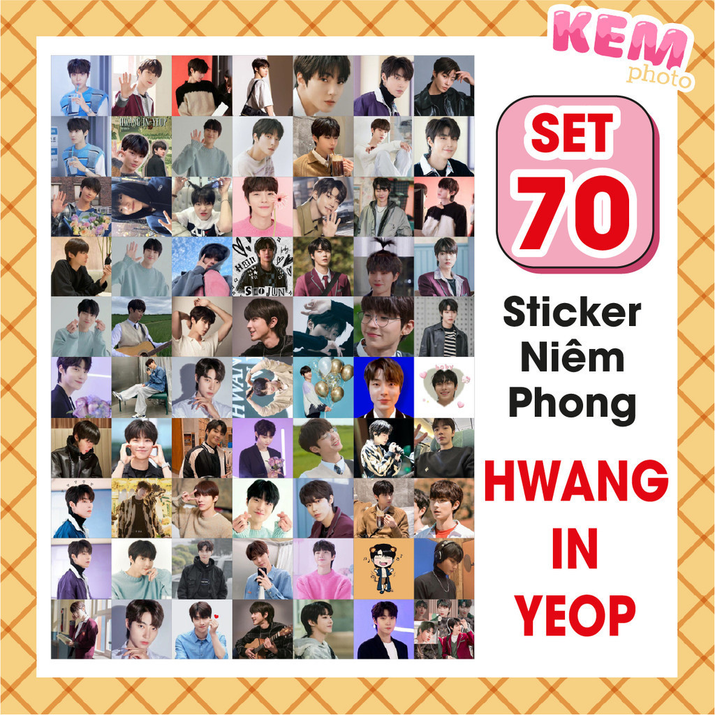 SET 70 HWANG IN YEOP สติ๊กเกอร์ปิดผนึก - ตัด - สติ๊กเกอร์ 4x4cm พร้อมภาพ Hwang In-Yeep น่ารัก แค่ลอก