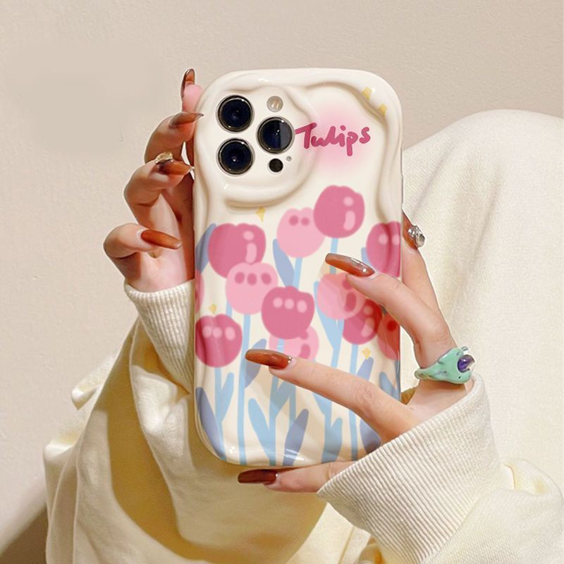 Tuliphones เคส iphone ขอบคลื่นนูน 6s 6splus 7 7plus 8 8plus x 11 12 13 14 max promax sk2036