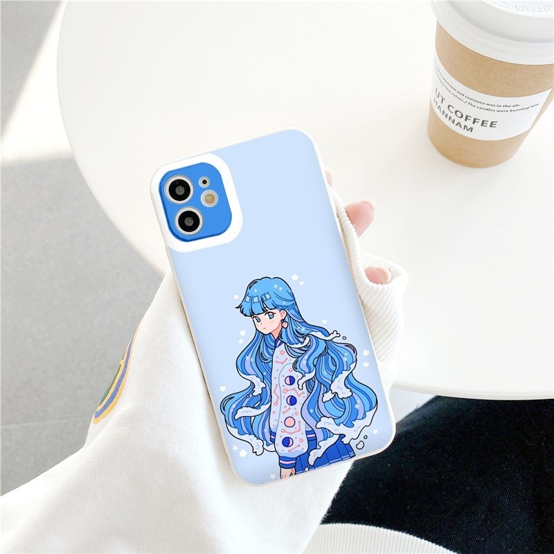 เคส iPhone ขอบสี่เหลี่ยมเทพธิดา iphone 7plus 8plus xsmax 11 pro max 12 prm 13 14 promax 15prm plus -