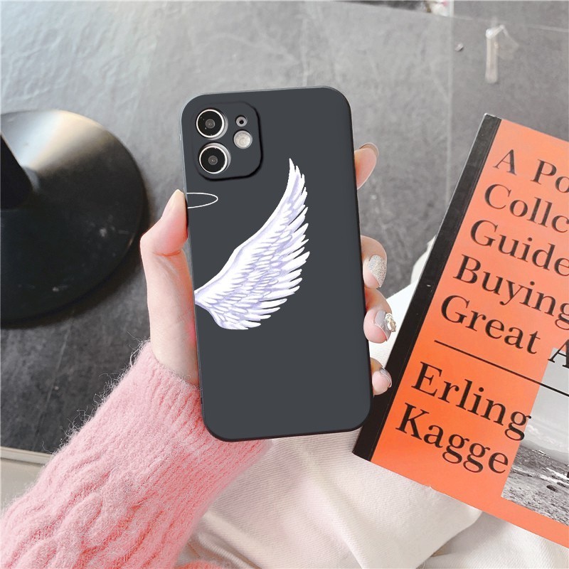 เคสไอโฟนขอบสี่เหลี่ยมปีกนางฟ้า iphone 7plus 8plus xsmax 11 pro max 12 prm 13 14 promax 15prm plus - 