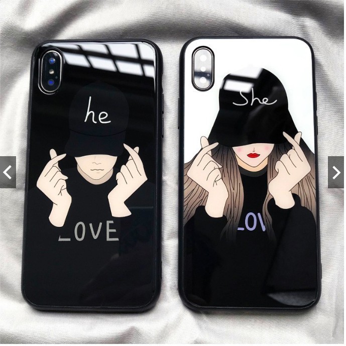 เคส Iphone - เคสกระจก SHE AND HE 6 6plus 6s 6s plus 6 7 7plus 8 8 plus x xs xsmax 11 11pro 11promax 