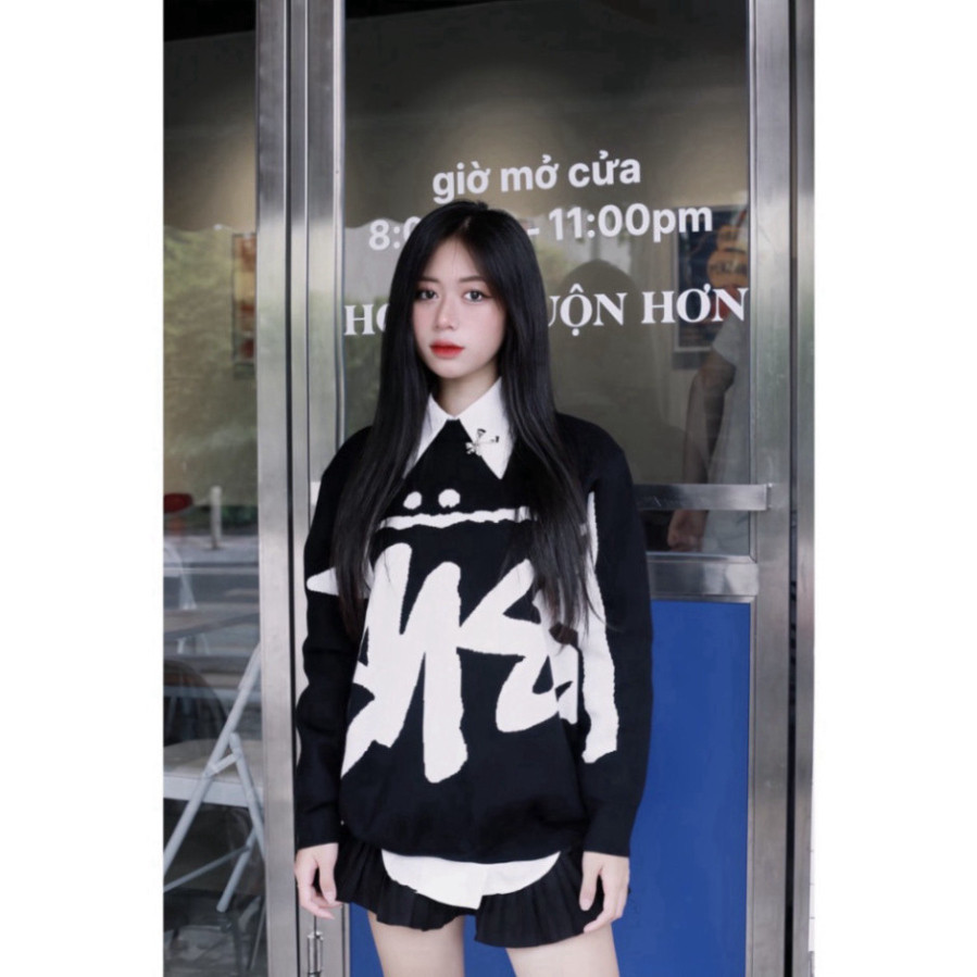 สุดฮอต เสื้อกันหนาว Stussy ทําจากขนสัตว์ QC ดีมาก เสื้อกันหนาว Unisex สําหรับผู้ชายและผู้หญิง