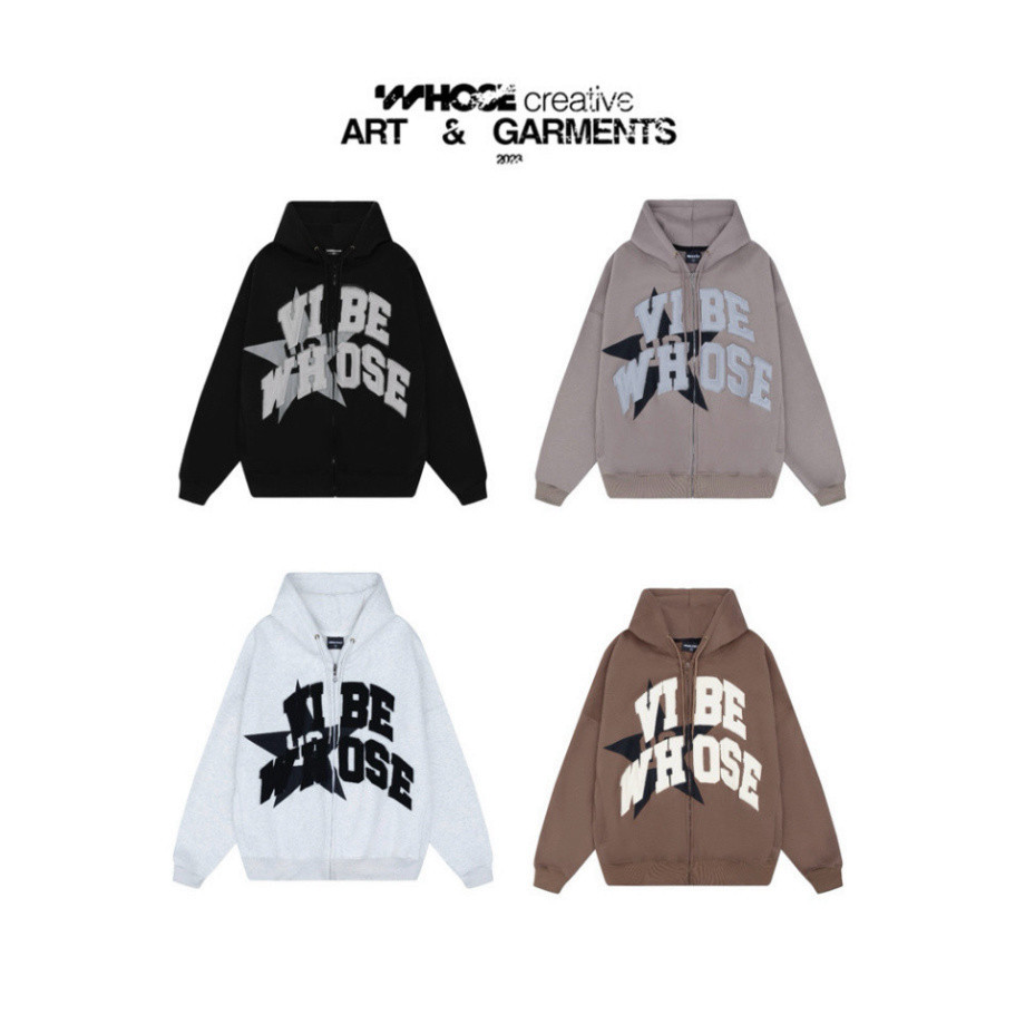 W HOODIE STAR - ZIP WSTAR - เสื้อแจ็คเก็ตผ้าปักลาย W40