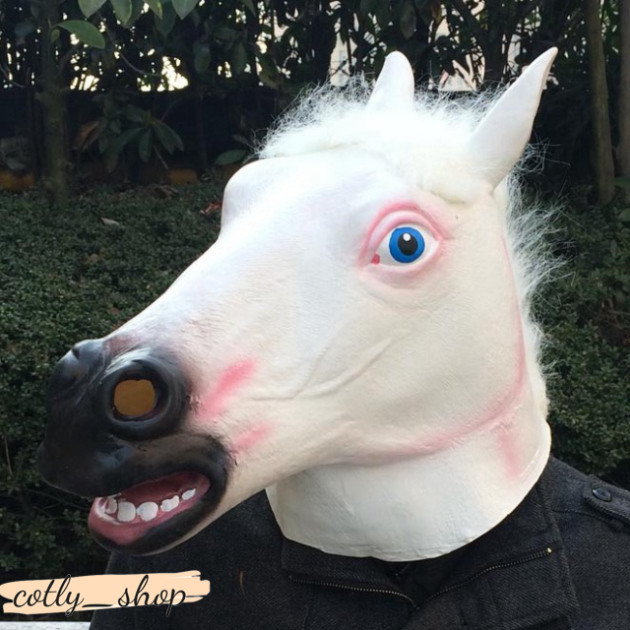 (3 สี) HALLOWEEN HIGH QUALITY HORSE HEAD COSTUME MASK