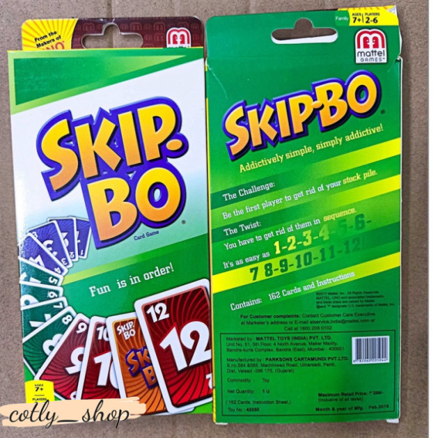เด็คเกม Uno SKIP BO - กระดาษแข็งพรีเมี่ยม Skipbo การ์ด Uno สนุกที่ไม่ซ้ําใคร