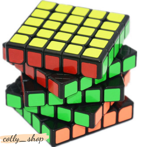 Rubik 5x5x5 5 ชั้น Qiyi สีดํา Border Moyu Meilong WCA 5x5 สติกเกอร์ - Rubik Speed, เรียบ