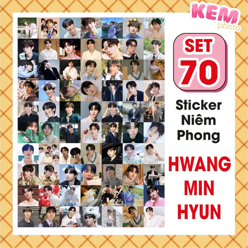 SET 70 HWANG MIN HYUN สติ๊กเกอร์ปิดผนึก - Cut out - สติ๊กเกอร์ 4x4cm พร้อมภาพ Hwang Min Hyun สวยงาม 