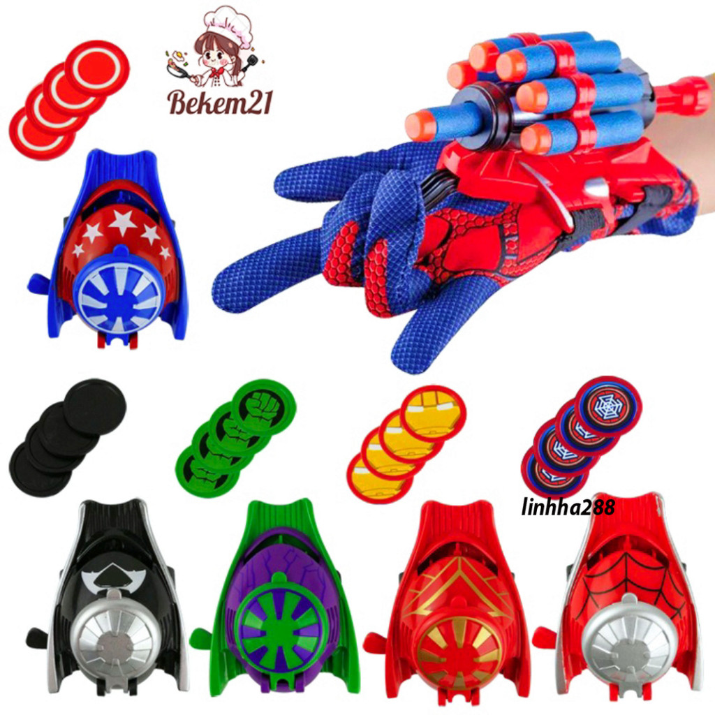 ถุงมือยิงแผ่นดิสก์ Batman Iron Man Spider-Man Hulk กัปตันอเมริกา Marvel Avengers