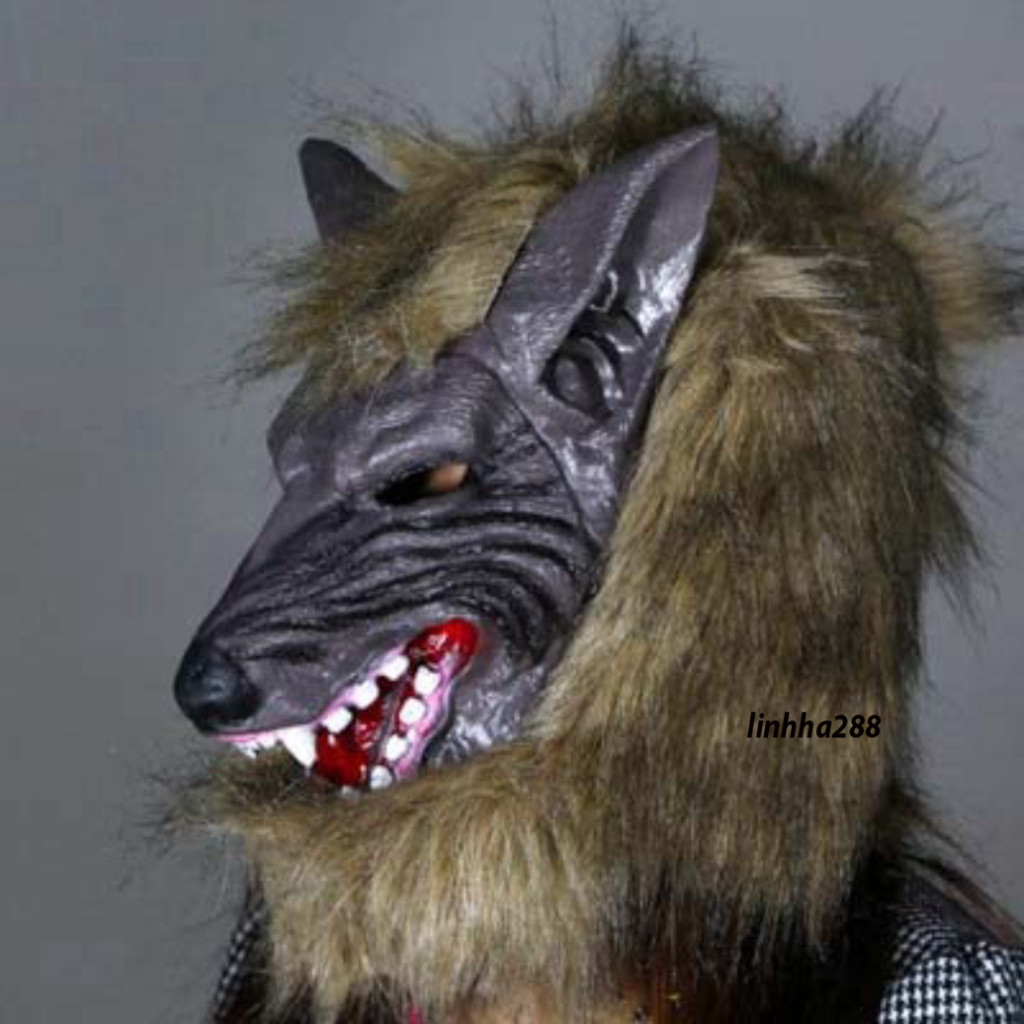Hl Furry Wolf Mask and Wolf Gloves หน้ากากแช่ฮาโลวีน รูปทรง Wolf Claw Fang