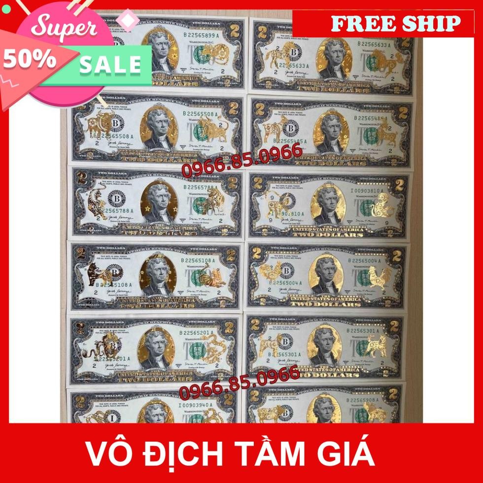 2 เหรียญ USD พิมพ์ด้วย 3D Gold-plated 12 Zodiac สัตว์, 2 ดอลลาร์บิล 12 ราศี JJS031