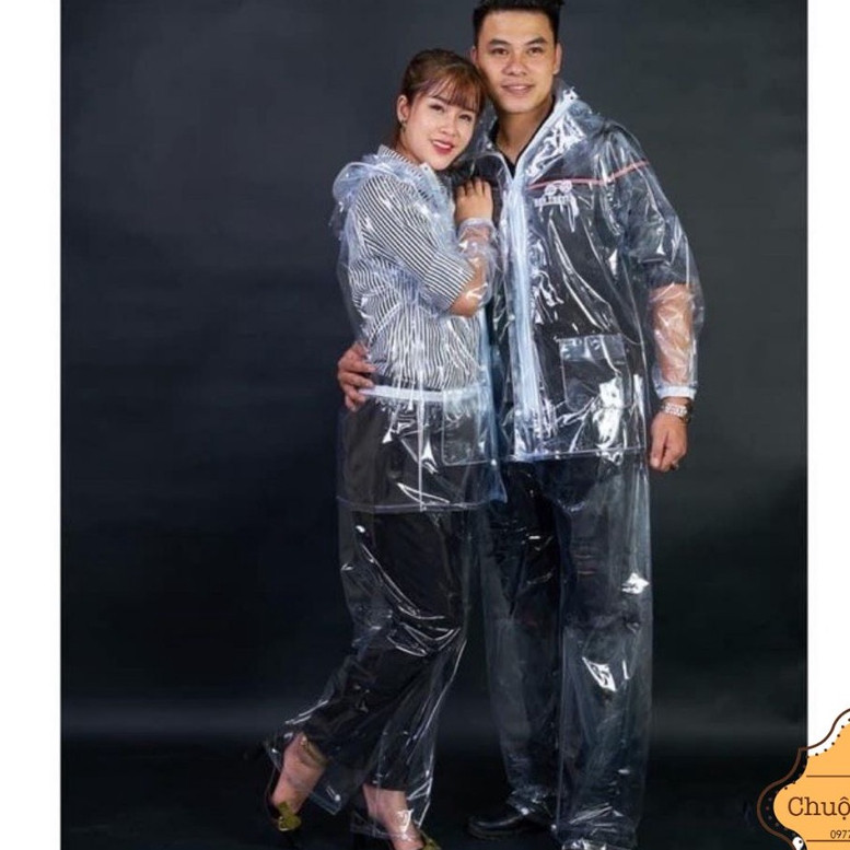 ชุดเสื้อกันฝนแบบใสกันน้ํา transparent