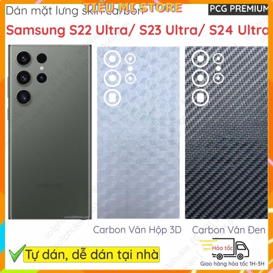 (Combo of 2 สติ๊กเกอร์พรีเมี่ยม) สติ๊กเกอร์หลังผิวคาร์บอนสําหรับ Samsung S24 ultra/ Samsung S23 ultr