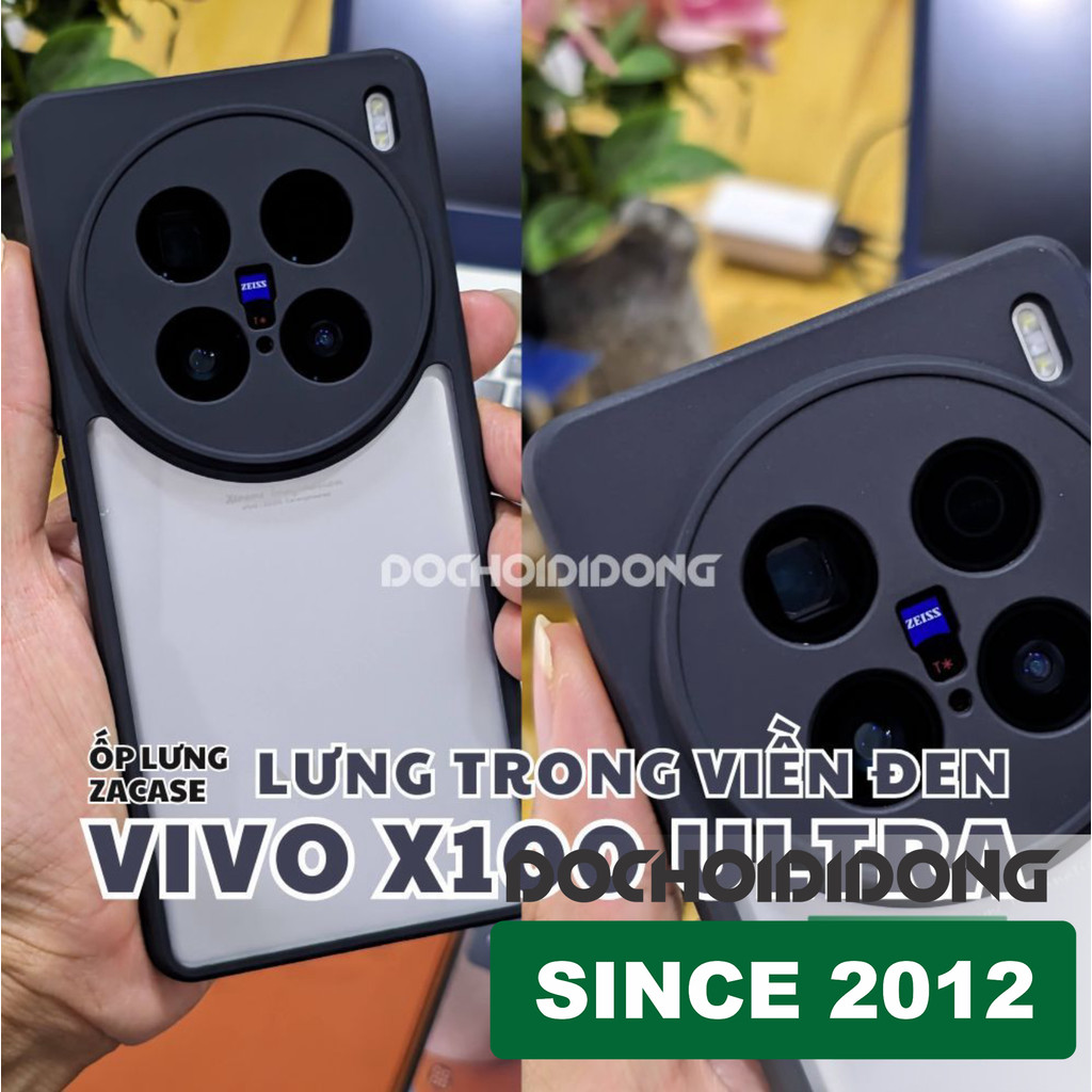 เคส Vivo X100 X300 Pro Ultra Zacase ปกป้องกล้องที่มีขอบดําและหลังใสกันกระแทก