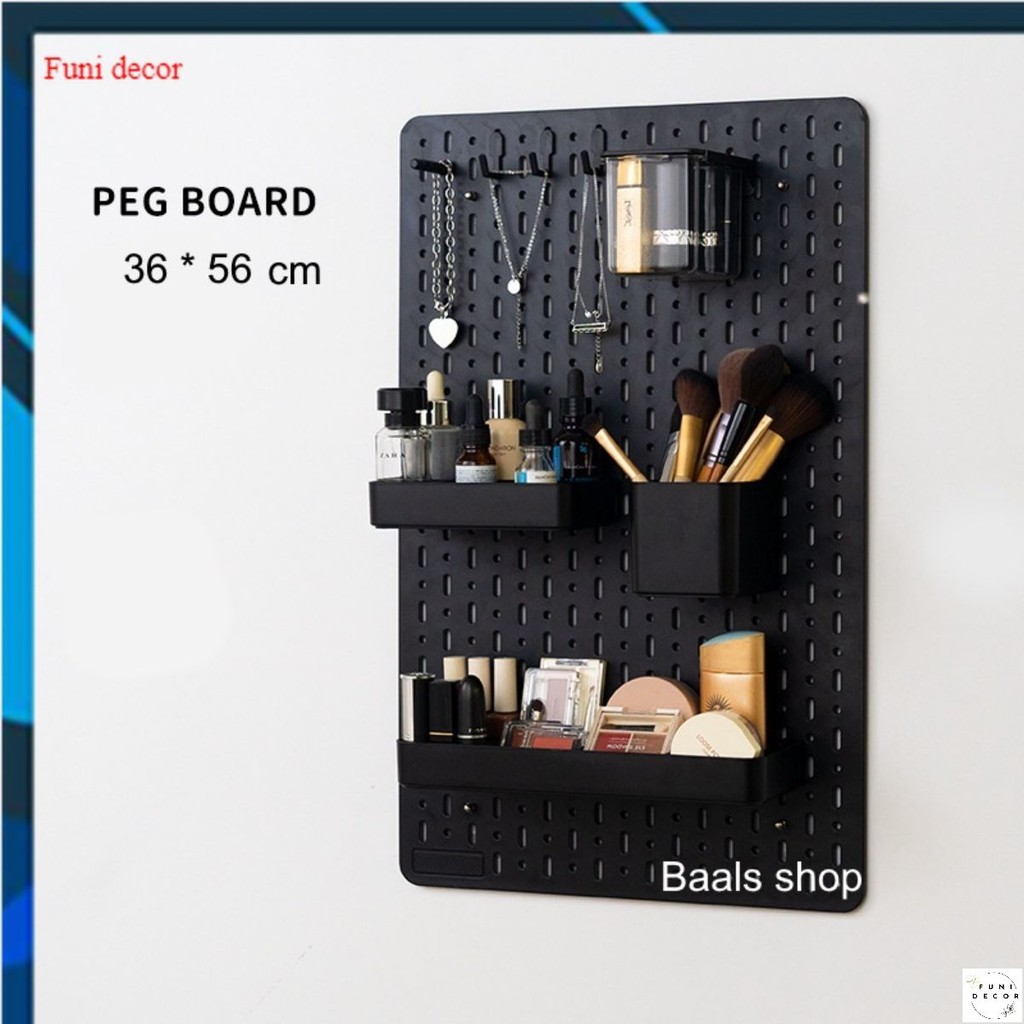 Aki shop Accessories กระดาน Pegboard ขนาดใหญ่ ชั้นวางเครื่องมือตกแต่งผนังพลาสติกคุณภาพสูง NB132 ตกแต