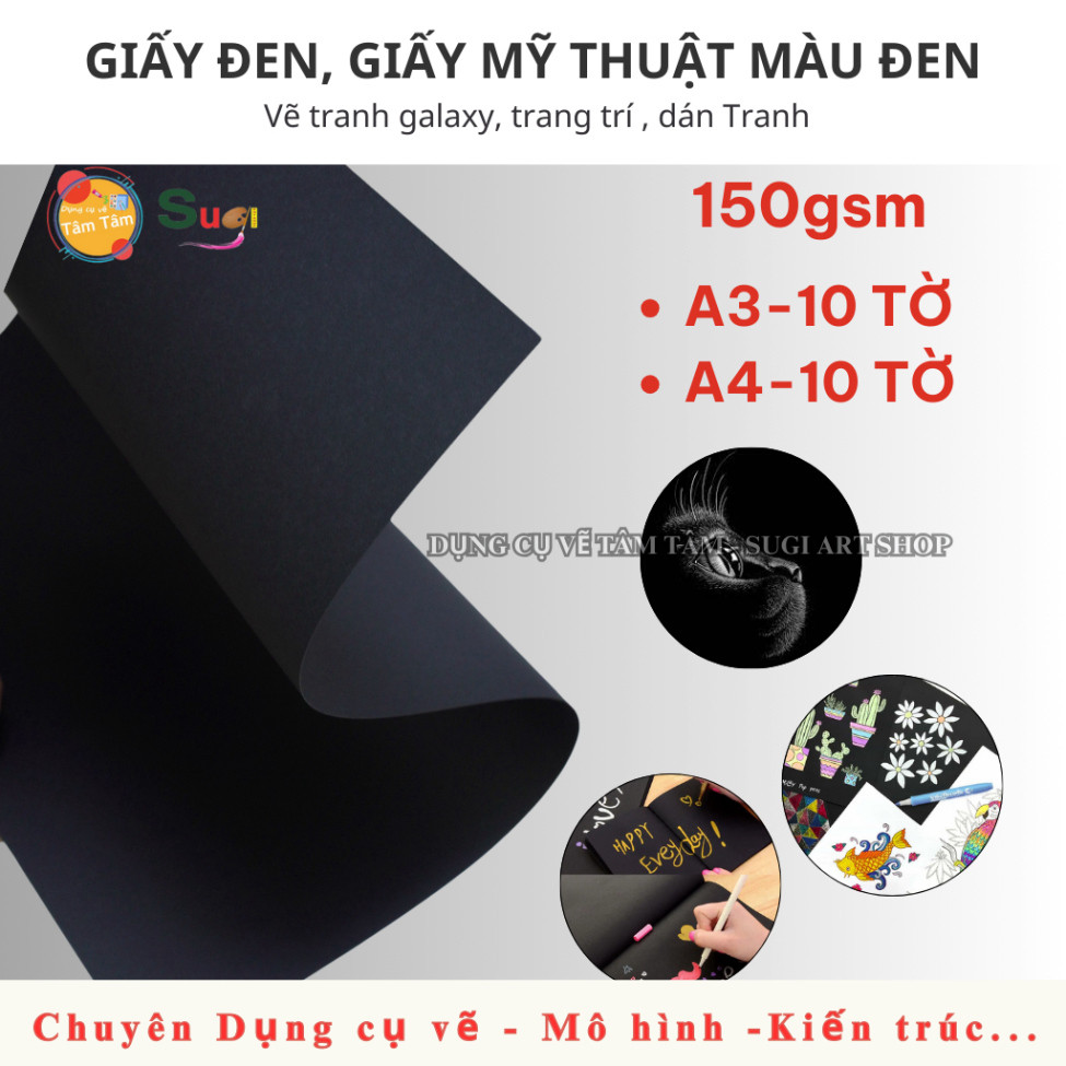 Art Black Paper 150gsm - Takeyo - 10 แผ่น A3 / A4 [ Sugi Art Shop ]