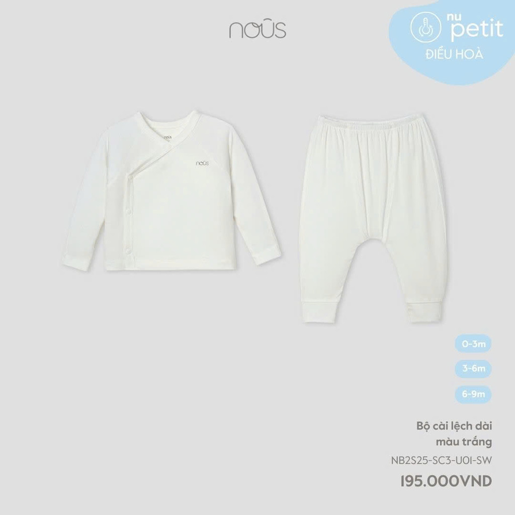 NOUS - ชุดออฟเซ็ตยาวสีขาว - Nu Petit - 0M 3M 6M - SS25.T1A-ZN639