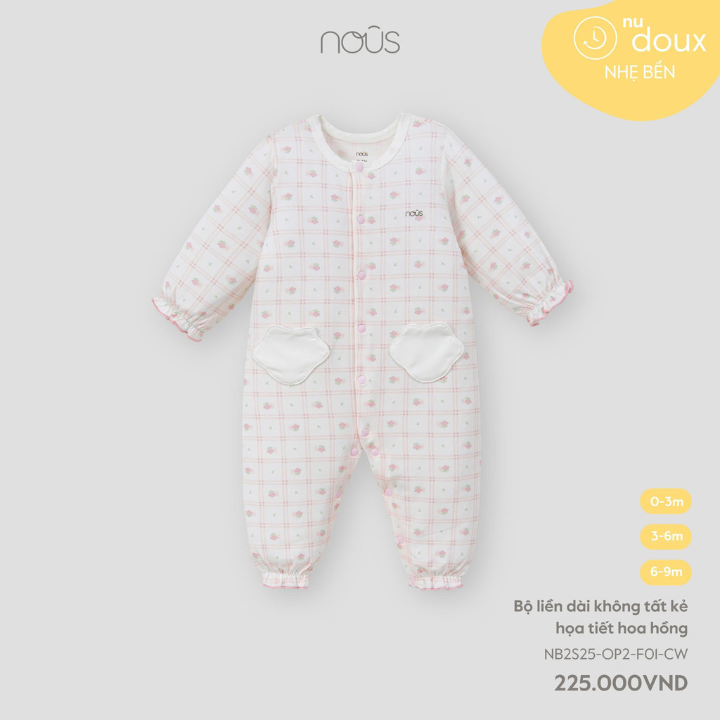 NOUS - Long Body ไม่มีถุงเท้าลายดอกกุหลาบ - Nu Doux - 0M 3M 6M- SS25.T2A-ZN666