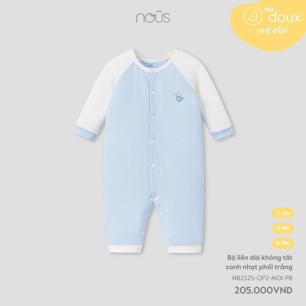 NOUS - Long Body ไม่มีถุงเท้า สีฟ้าอ่อนผสมสีขาว - Nu Doux - 0M 3M 6M - SS25.T2A-ZN707
