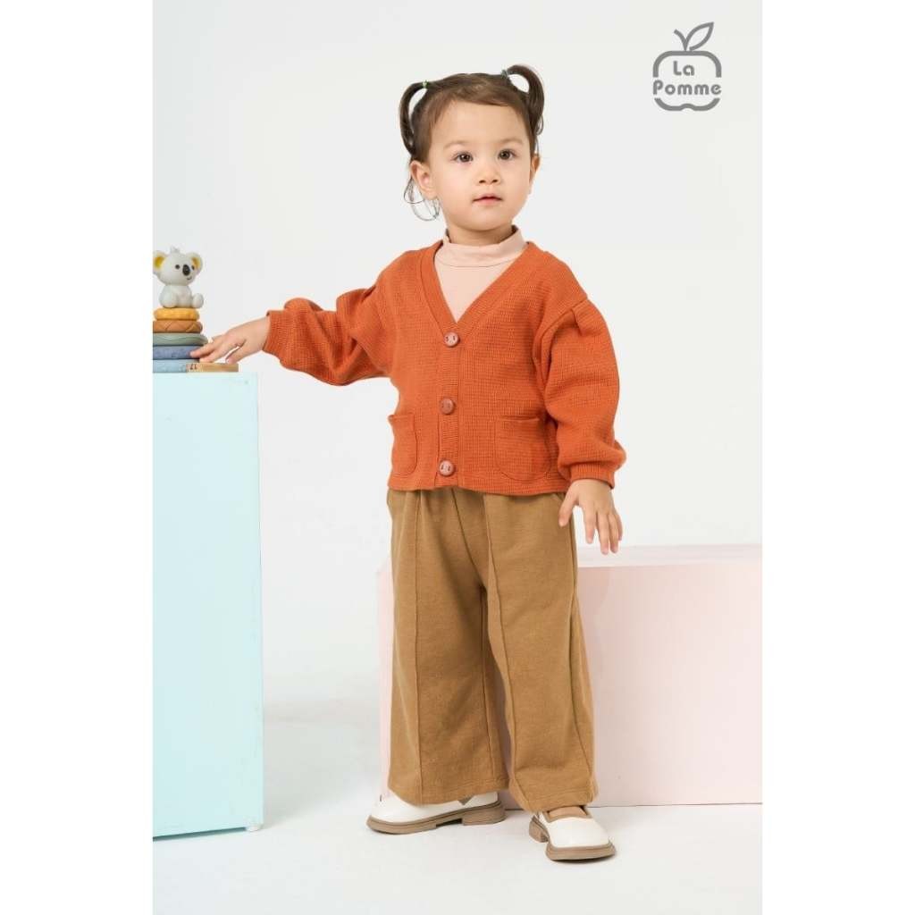 (12M-4Y) La Pomme - เสื้อคลุมไหมพรม La Pomme Coloring - 12M 18M 2Y 3Y 4Y - สีส้ม - ZTD - SS24.T9A-ZL