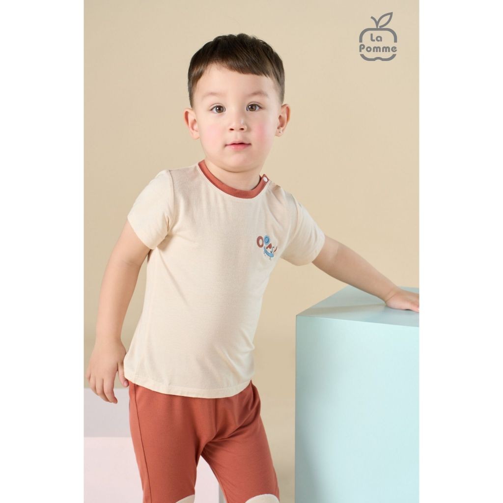 (6M-4Y) La Pomme - ชุดกางเกงแขนสั้น La Pomme Hello Lion - 6M 9M 12M 18M 3Y 4Y 5Y - SS24.T7A-ZL488 ZZ