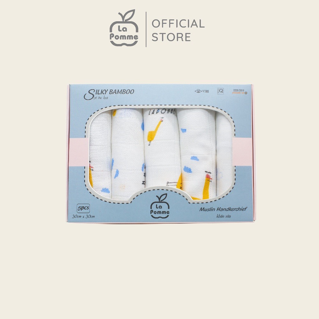 La Pomme - K001 ชุดผ้าเช็ดตัวนมไม้ไผ่ไหม 5 ชิ้น (30x30) FULL ZL292A ZZ