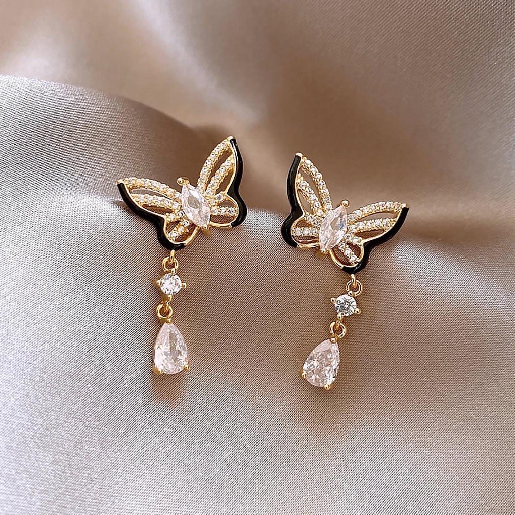 ต่างหูผู้หญิงใส่หิน SPK47.45729 Collection [DoRa Jewelry] - ดอกไม้ โคลเวอร์สี่ใบ โบว์ เชอร์รี่