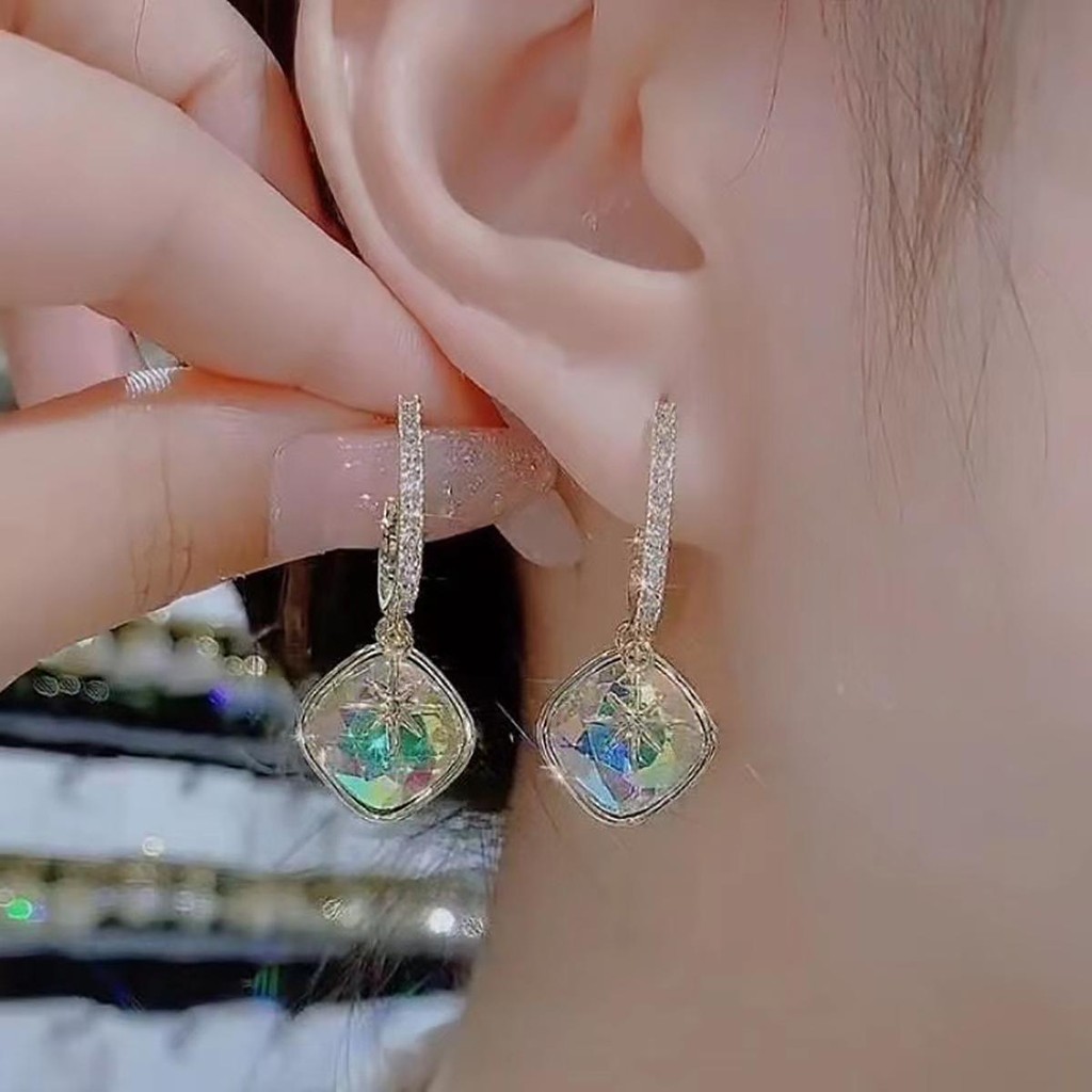 ต่างหูห้อยบุคลิกภาพปิคนิค SPK128.45729 Collection [DoRa Jewelry] - ห้อยระย้า เขียว ชมพู ปาร์ตี้
