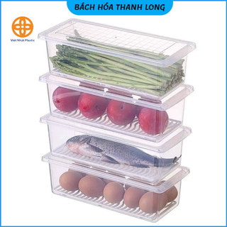 Hộp Đựng Thực Phẩm Hoa Quả,Thức Ăn, Rau Củ Có Khay Để Tủ Lạnh Bằng Nhựa PP An Toàn Cho Sức Khỏe Hàng Việt Nhật (H-6586)