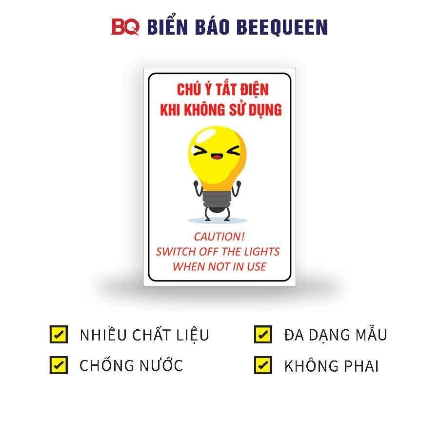 ป้าย ATTENTION TO TURN ELECTRICITY WHEN NOT IN USE 20x30cm - BQ