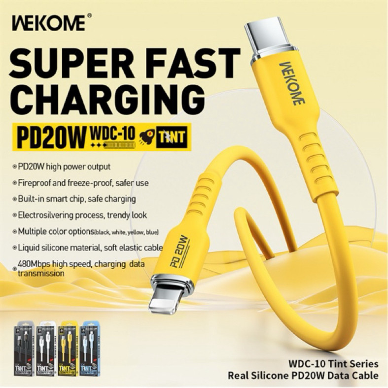 Wekome wdc10 สายชาร์จ C ถึง L ชาร์จเร็ว PD20w ซิลิคอน