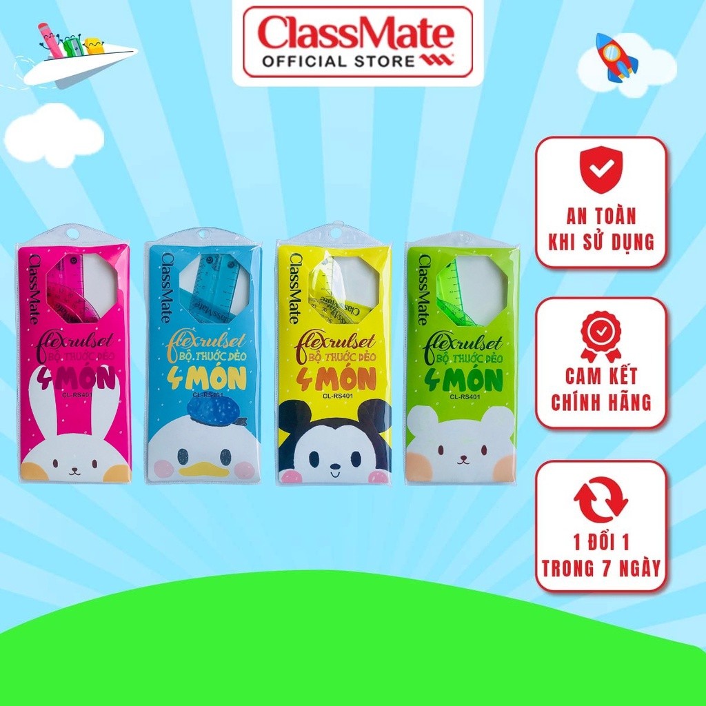 Hai Ha เพื่อนร่วมชั้น CL-RS401 ชุดไม้บรรทัดแบบยืดหยุ่น 4 ชิ้น (15 ซม.)