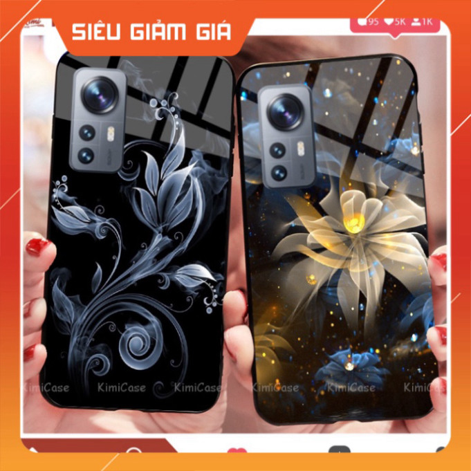 XIAOMI Mi 12T, Mi 12T Pro, MI 12, MI 12 PRO, เคส Mi 12 Lite พร้อมกระจกนิรภัยด้านหลังและชุดดอกไม้ (RE