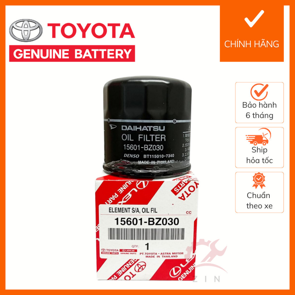 [GENUINE] กรองน้ํามันเครื่องสําหรับ Toyota Wigo, Rush, Avanza 2017-2023 รหัส 15601-BZ030 15601BZ030