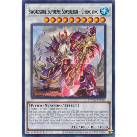 [ การ์ด Yugioh ของแท้ ] Swordsoul Supreme Sovereign - Chengying - MZTM-EN089 - Rare 1st Edition