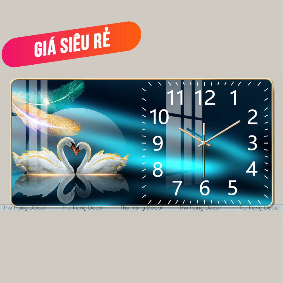 นาฬิกากระจก "LOVE SWAN" การพิมพ์ UV 5D คุณภาพสูง