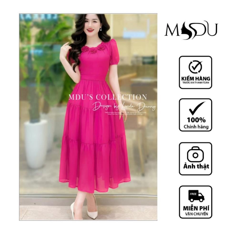 Lady Dress MDU2910 Light Flare พร้อมดอกไม้ Applique และไฮไลท์ที่สะดุดตาจาก MDU K66-D1-2