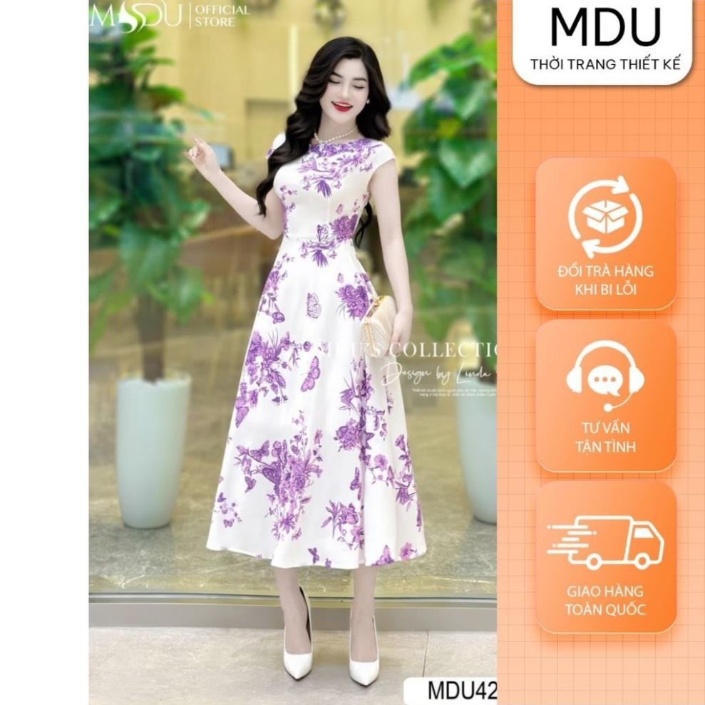 ชุดเดรสผ้าไหม MDU4240 ดีไซน์คอเรือบานหรูหราจาก MDU K22-D3-1