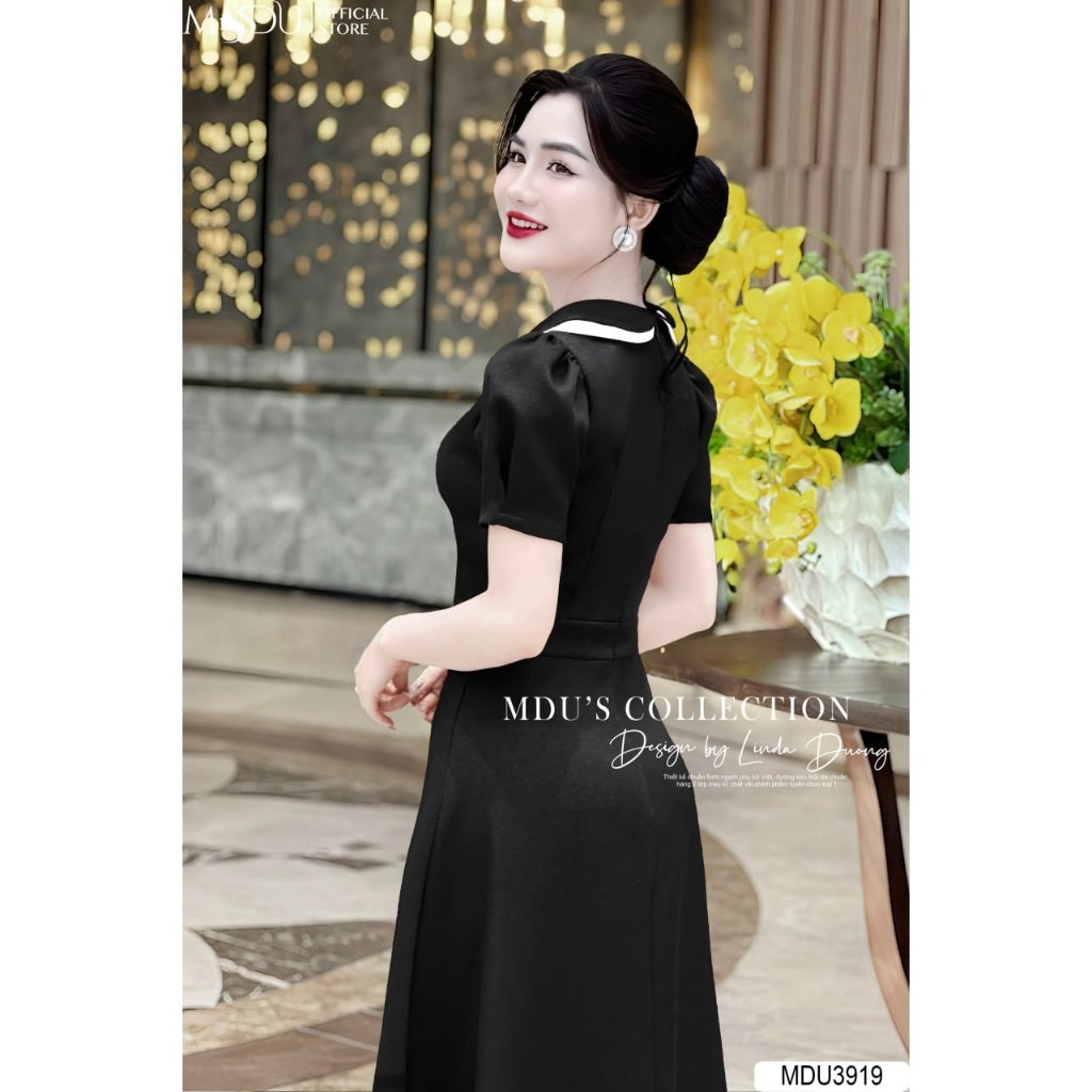 MDU3919 เดรสดีไซน์ทรงบานอ่อนโยน วัสดุข้อความเชื่อมสูงสุดหรูจาก MDU K53-D1-4