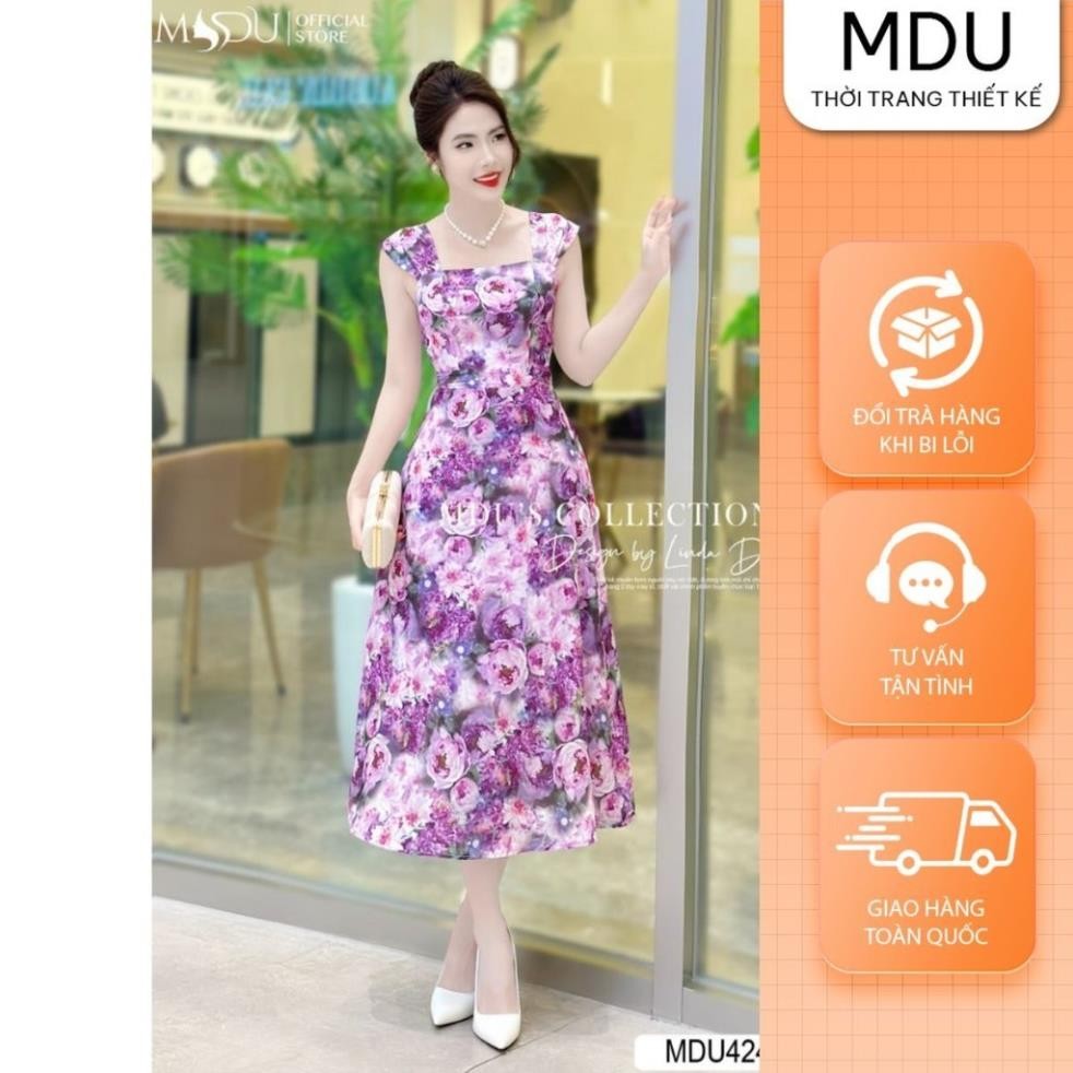 Lady Dress MDU4248 การออกแบบคอสี่เหลี่ยมหรูหราพร้อมกระโปรงบานอ่อนจาก MDU K34-D2-2