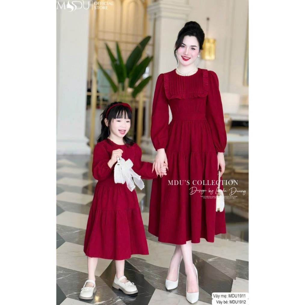 Lady Dress MDU1911 ดีไซน์แขนพัฟ กํามะหยี่คุณภาพสูงจาก MDU K60-D2-2