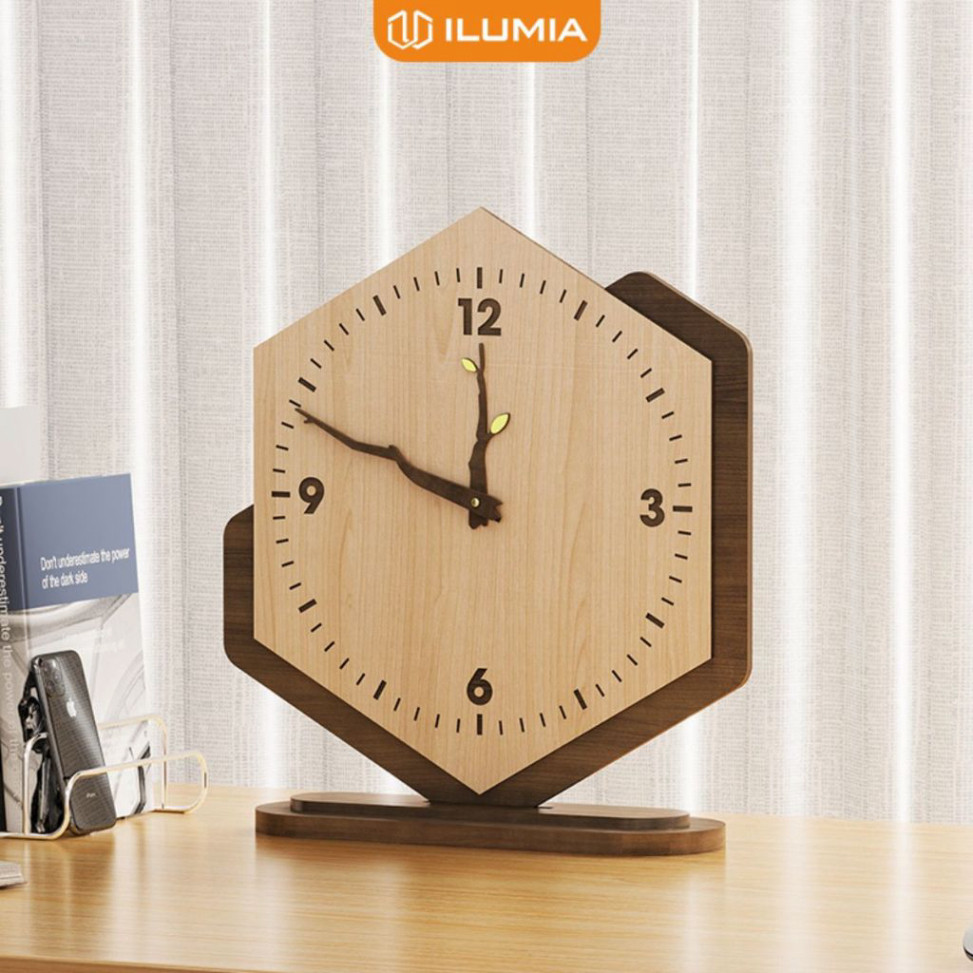 นาฬิกาตั้งโต๊ะหกเหลี่ยมไม้ยี่ห้อ ILUMIA - GP380