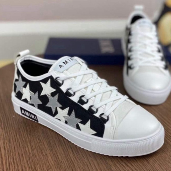 Amiri Canvas Star Shoes รองเท้าผ้าใบผู้ชายและผู้หญิง Amiri ผ้าใบปักดาว พื้นยางหนัง