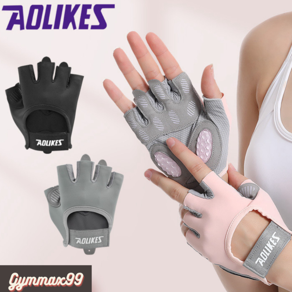 AOLIKES เหมือนกัน 121 ถุงมือยิมและกีฬา - ผ้าหนังนิ่มด้านในพร้อมแผ่นยางคุณภาพสูง
