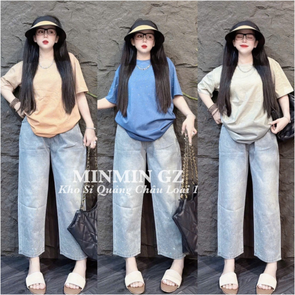 Set JEANS BAGGY WITH STONES สินค้ากวางโจวคุณภาพสูง มาตรฐาน Tag Mac ประเภท 1 กางเกงยีนส์ผู้หญิงพร้อมห